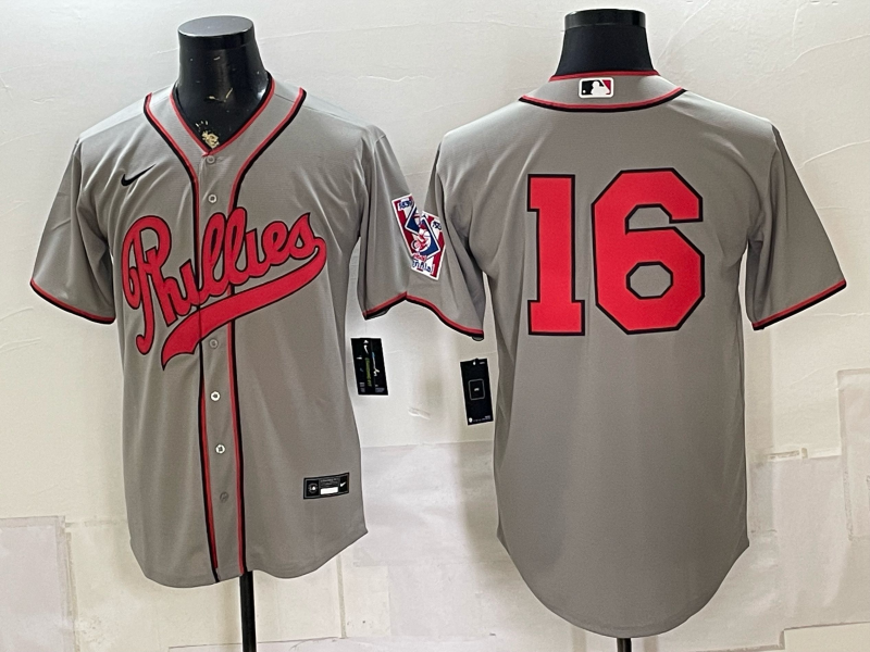 Men 2026 Philadelphia Phillies #16 grey Game Nike MLB Jersey 08040